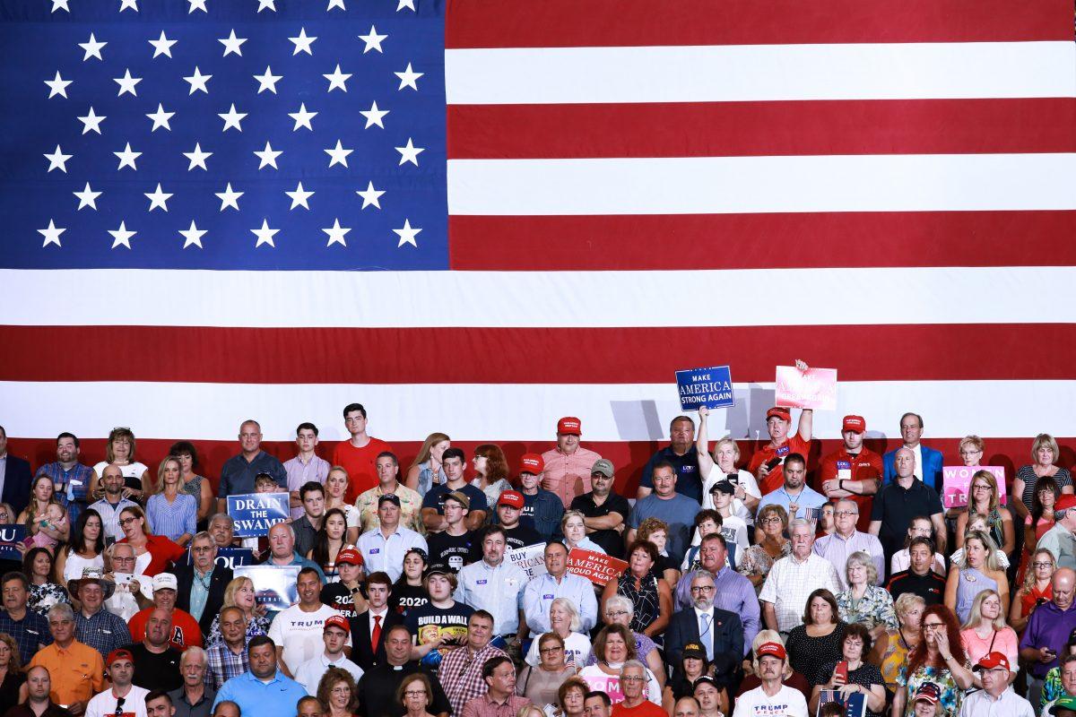 The audience at President Donald Trump’s Make America Great Again rally in Wilkes-Barre, Penn., on Aug. 2, 2018. (Samira Bouaou/Epoch Times)