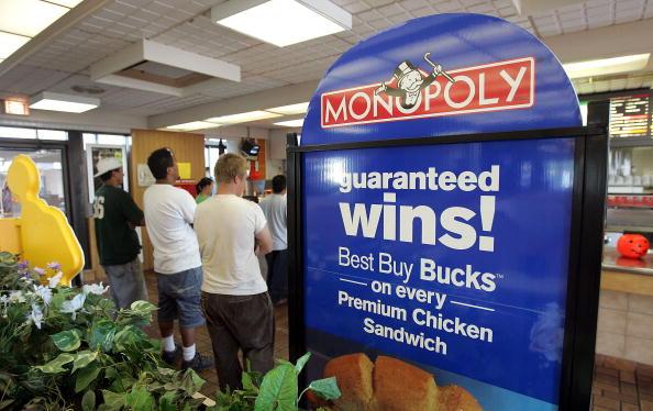 Customers could win prizes such as cash or a car playing McDonald’s Monopoly. (Tim Boyle/Getty Images)