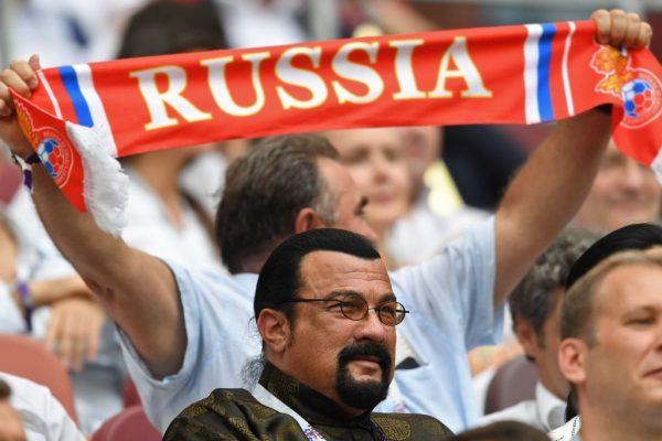Seagal attends the Russia 2018 World Cup final football match between France and Croatia at the Luzhniki Stadium in Moscow on July 15, 2018. (KIRILL KUDRYAVTSEV/AFP/Getty Images)