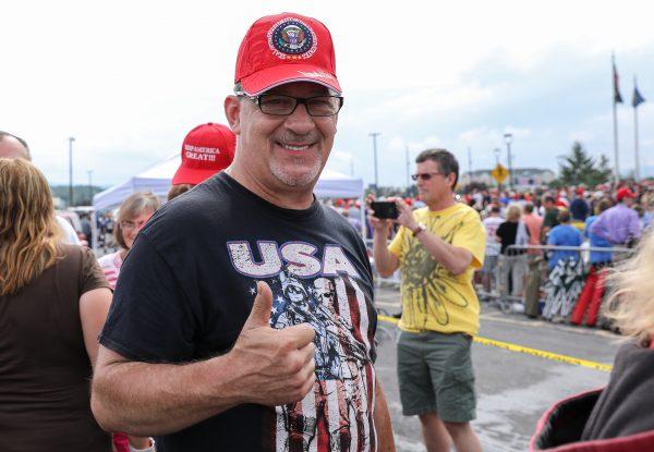 Len Spadaro lines up for a Make America Great Again rally in Wilkes-Barre, Pa., on Aug. 2, 2018. (Samira Bouaou/The Epoch Times)