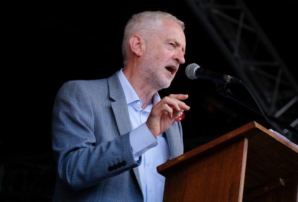 Labour Leader Jeremy Corbyn delivers his speech during the 134th Durham Miners’ Gala on July 14, 2018, in Durham, England. (Ian Forsyth/Getty Images)