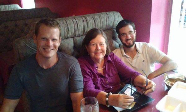 (L-R) Christopher Poulos with his mother Kathy Card, and his brother Gus Minott during law school. (Courtesy of Christopher Poulos)
