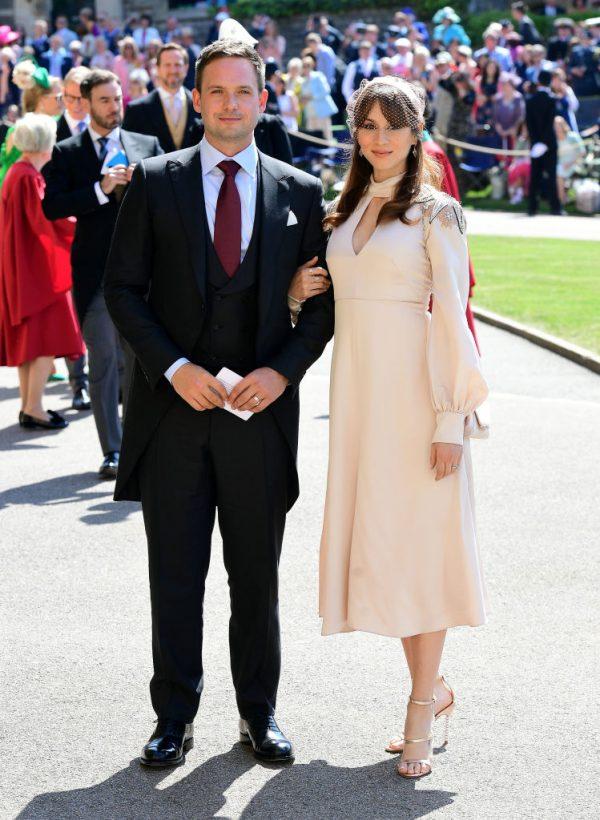 Troian Bellisario & Patrick J. Adams attended British Royal Wedding on May 19. ( Ian West/WPA Pool/Getty Images)
