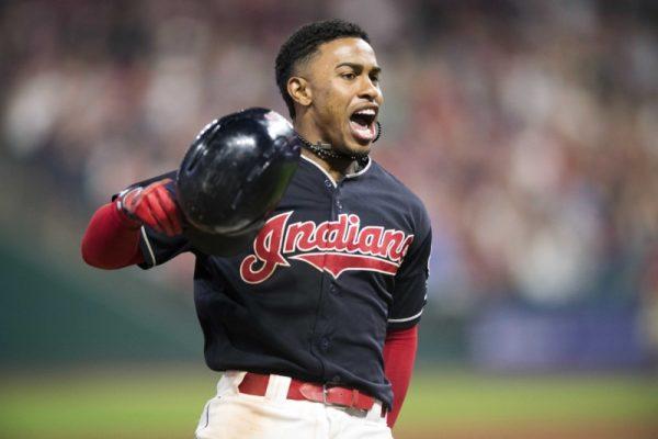 Aug 8, 2018; Cleveland, OH; Cleveland Indians shortstop Francisco Lindor rounds the bases after hitting a game-winning three-run home run during the ninth inning against the Minnesota Twins. (Ken Blaze—USA TODAY Sports)