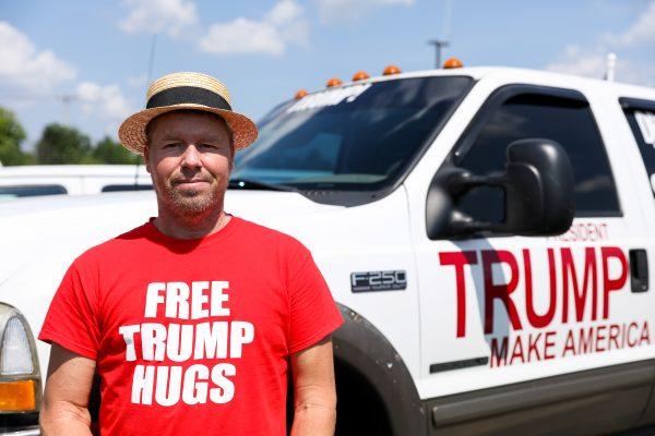 Mark Hoffman stands in front of his truck before a Make America Great Again rally in Lewis Center, Ohio, on Aug. 4, 2018. (Charlotte Cuthbertson/The Epoch Times)