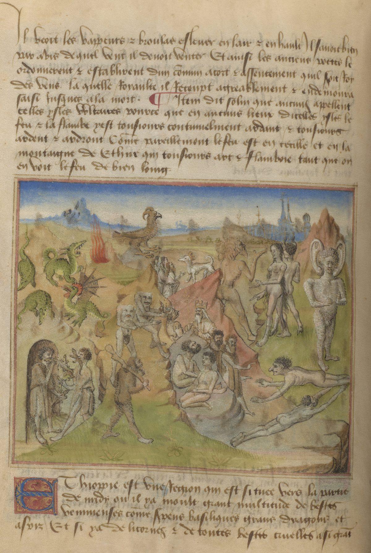 “Ethiopia" from "Marvels of the World,” France, possibly Angers, circa 1460. The Morgan Library & Museum. (Janny Chiu)