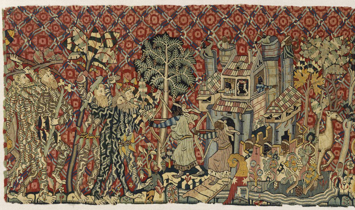 "Tapestry with Wild Men and Moors” (detail) Strasbourg, Alsace, circa 1440. Linen and<br/>wool slit tapestry. Museum of Fine Arts, Boston, Charles Potter Kling Fund. (Museum of Fine Arts, Boston)