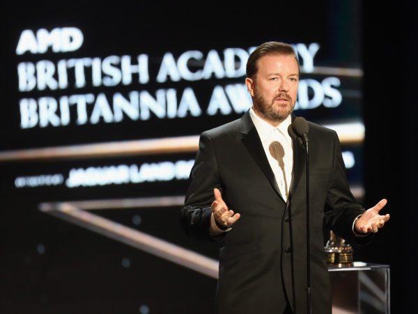 Comedian Ricky Gervais has spoken out against the conviction of Meechan. Gervais is pictured here accepting an award on Oct. 28, 2016, in Beverly Hills, California. (Frederick M. Brown/Getty Images)