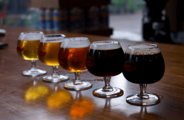 Flight of beers at Telluride Brewing Company. Its brews can't be found outside of Colorado. (Channaly Philipp/The Epoch Times)