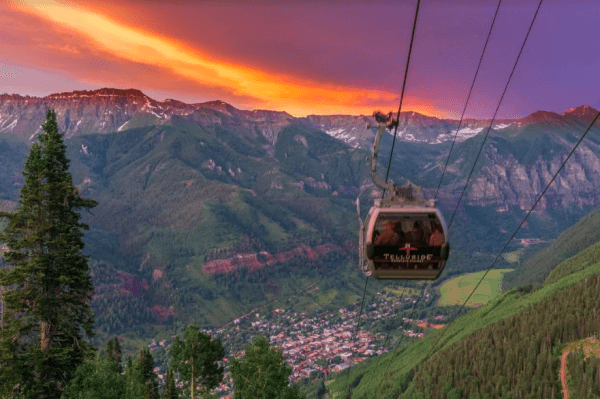 A free gondola ride links Telluride and Mountain Village. (Courtesy of Visit Telluride)