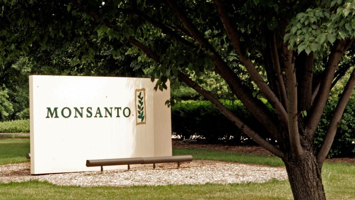 This June 29, 2006, file photo shows a sign at the Monsanto Co. headquarters in St. Louis. A San Francisco jury on Friday, Aug. 10, 2018, ordered agribusiness giant Monsanto to pay $289 million to a former school groundskeeper dying of cancer, saying the company's popular Roundup weed killer contributed to his disease. (James A. Finley/AP)