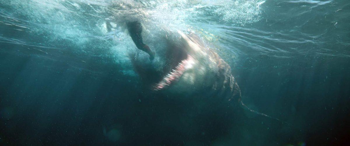 The megalodon about to have some lunch, in “The Meg.” (Kirsty Griffin/Warner Bros. Entertainment Inc./RatPac-Dune Entertainment LLC)