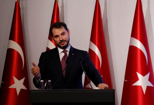 Turkish Treasury and Finance Minister Berat Albayrak speaks during a presentation to announce his economic policy in Istanbul, on Aug. 10, 2018. (Reuters/Murad Sezer/File Photo)