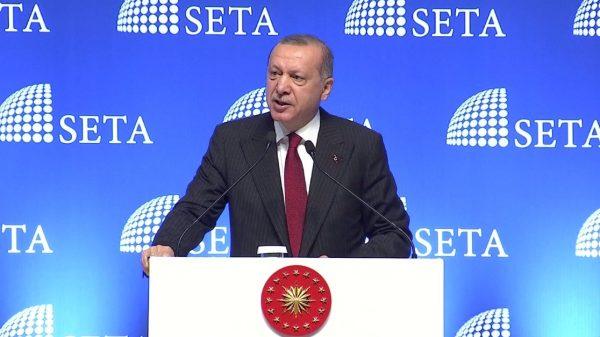 Turkish president Recep Tayyip Erdogan told an assembly of politicians that Turkey will boycott U.S. electronic products in Ankara on Aug. 14. (Turkish Presidency Pool via Reuters)