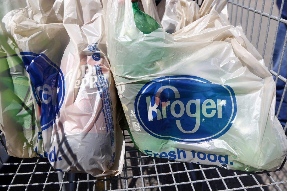 Bagged purchases from the Kroger grocery store. (AP/Rogelio V. Solis)