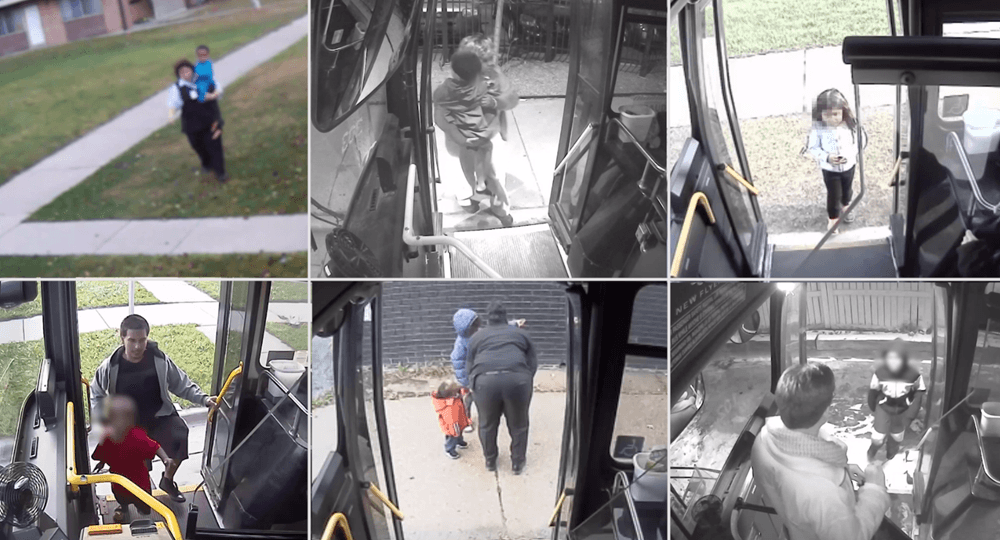 Snippets of surveillance Footage showing the children that were lost and then helped by Milwaukee County Transit System employees. (Milwaukee County Transit System)