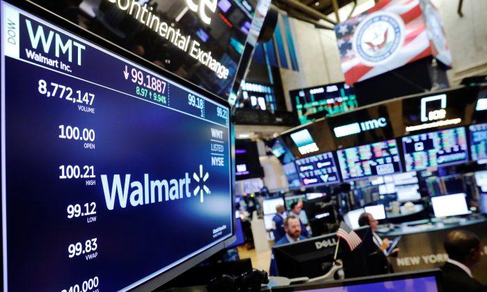 Walmart Posts Biggest U.S. Sales Rise in a Decade, Shares Soar