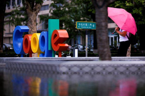 The brand logo of Alphabet Inc's Google is seen outside its office in Beijing, China, Aug. 8, 2018. (Reuters/Thomas Peter)