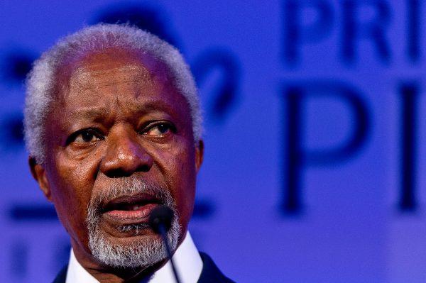 Kofi Annan attends the Prix Pictet award ceremony at Victoria & Albert Museum on May 21, 2014 in London, England. (Ben A. Pruchnie/Getty Images for Prix Pictet)