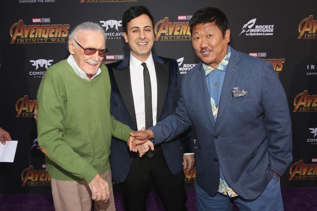 Stan Lee (L), Keya Morgan and actor Benedict Wong (R) attend the Los Angeles Global Premiere for Marvel Studios Avengers: Infinity War on April 23, 2018 in Hollywood, California. (Jesse Grant/Getty Images)