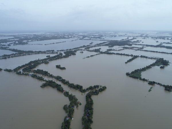 An aerial view of flooded Kuttanad in Alappuzha district, in the southern state of Kerala, India, on Aug.19, 2018. (AP Photo/ Charly K C)