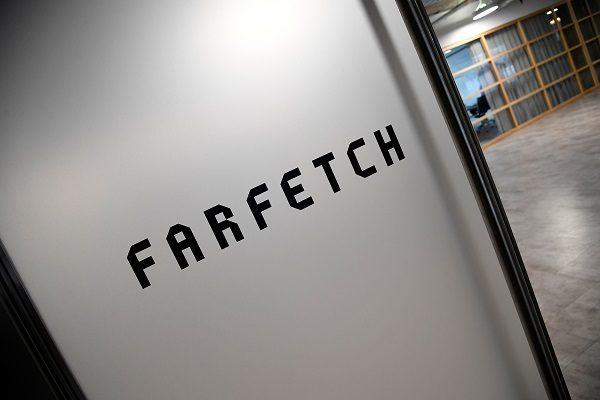 Branding for online fashion house Farfetch is seen at the company headquarters in London, Britain on Jan. 31, 2018. (Reuters/Toby Melville)