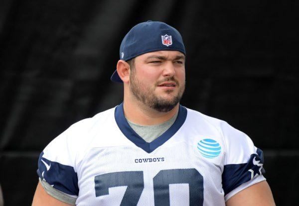 Dallas Cowboys guard Zack Martin looks on during training camp at River Ridge Fields. (Kirby Lee/USA Today Sports)