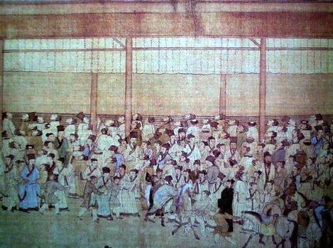 Ming Dynasty candidates for civil servant positions gathering around the wall where the results of the Imperial Examination are posted, circa 1540. (Public Domain)