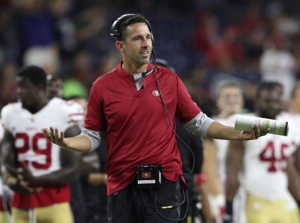 San Francisco 49ers head coach Kyle Shanahan reacts during the fourth quarter against the Houston Texans. (Kevin Jairaj/USA Today Sports)