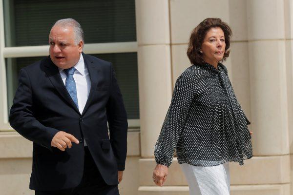 Neusa Marin, wife of former head of Brazilian Football Confederation (CBF) Jose Maria Marin, departs after a sentencing hearing in a FIFA corruption trial at United States Federal Court. (Reuters/Lucas Jackson)
