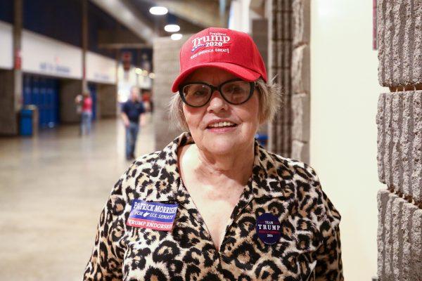 Sharon Gum before a Make America Great Again rally in Charleston, W. Va., on Aug. 21, 2018. (Charlotte Cuthbertson/The Epoch Times)