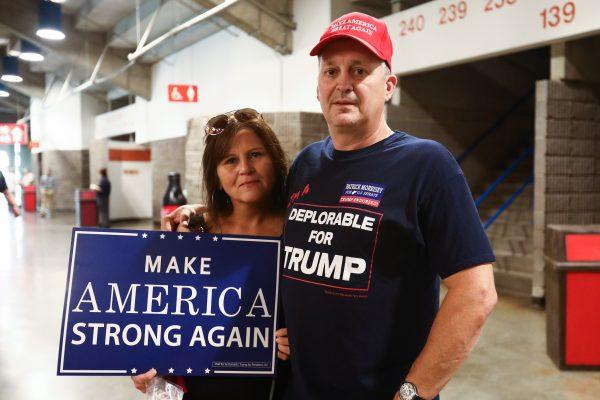 Scott Matheny and Gloria Bailey before a Make America Great Again rally in Charleston, W. Va., on Aug. 21, 2018. (Charlotte Cuthbertson/The Epoch Times)
