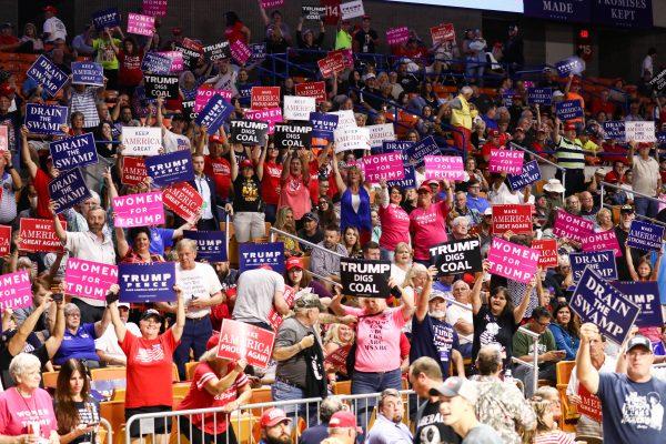 The audience at a Make America Great Again rally in Charleston, W. Va., on Aug. 21, 2018. (Charlotte Cuthbertson/The Epoch Times)