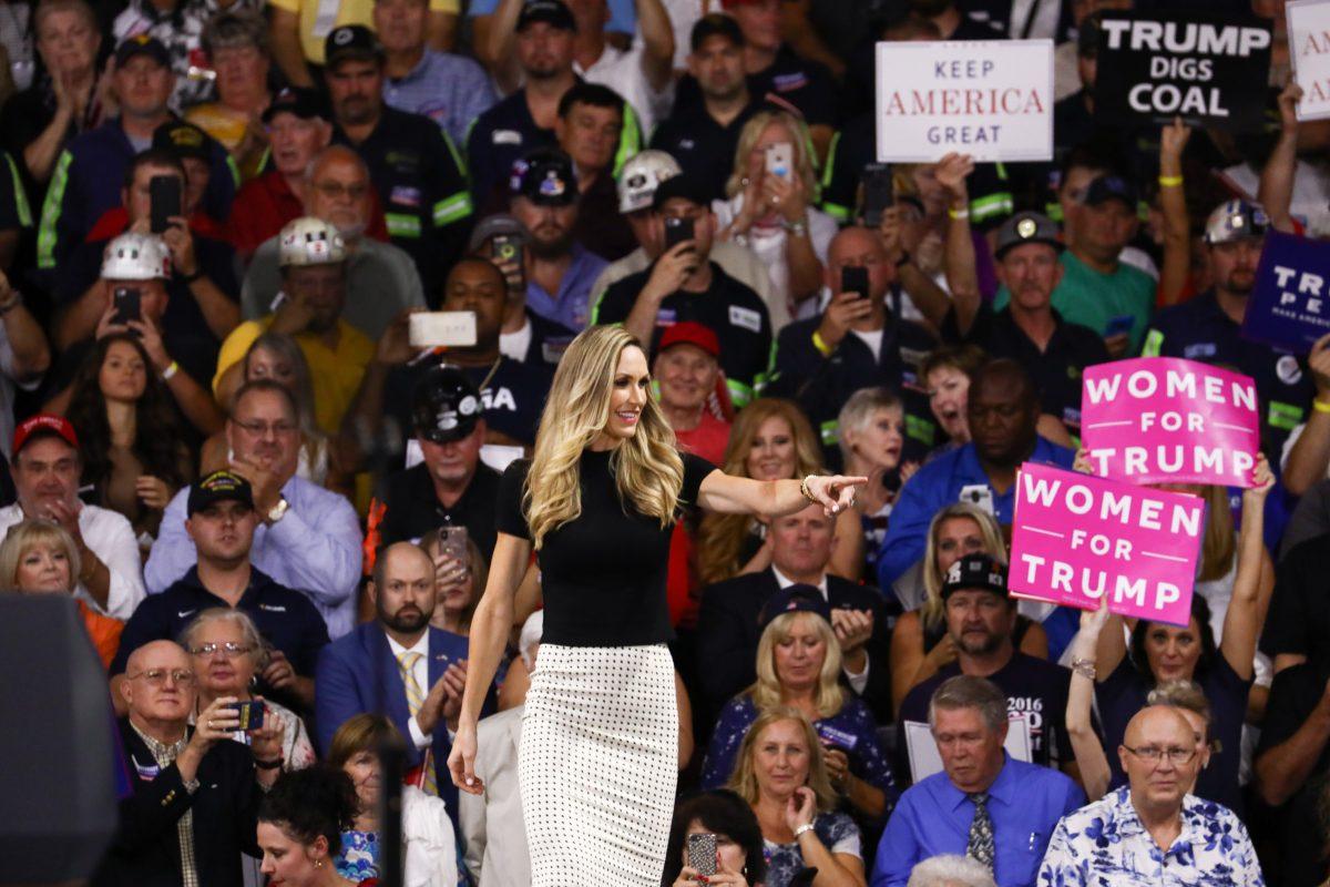 Lara Trump at a Make America Great Again rally in Charleston, W. Va., on Aug. 21, 2018. (Charlotte Cuthbertson/The Epoch Times)