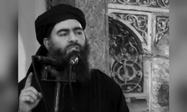 The leader of the ISIS terrorist group Abu Bakr al-Baghdadi at a mosque in Iraq on July 5, 2014. (AP Photo/extremist video)