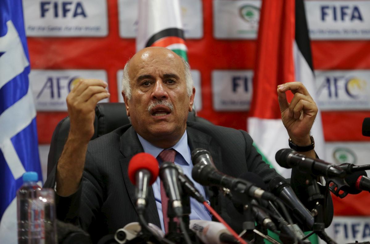 Palestinian Football Association President Jibril Al Rajoub speaks during a news conference in the West Bank city of Ramallah Nov. 5, 2015. (Reuters/Mohamad Torokman)