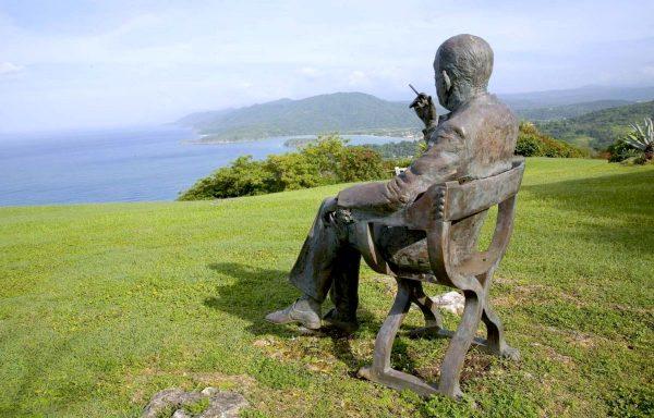 A statue of Sir Noël Coward at Firefly, his mountaintop vacation home. (Jamaica Tourist Board)
