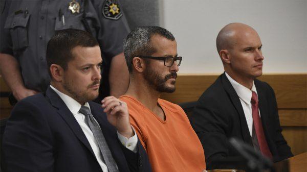 Christopher Watts is in court for his arraignment hearing at the Weld County Courthouse in Greeley, Colo., on Aug. 21, 2018. (RJ Sangosti/The Denver Post via AP)