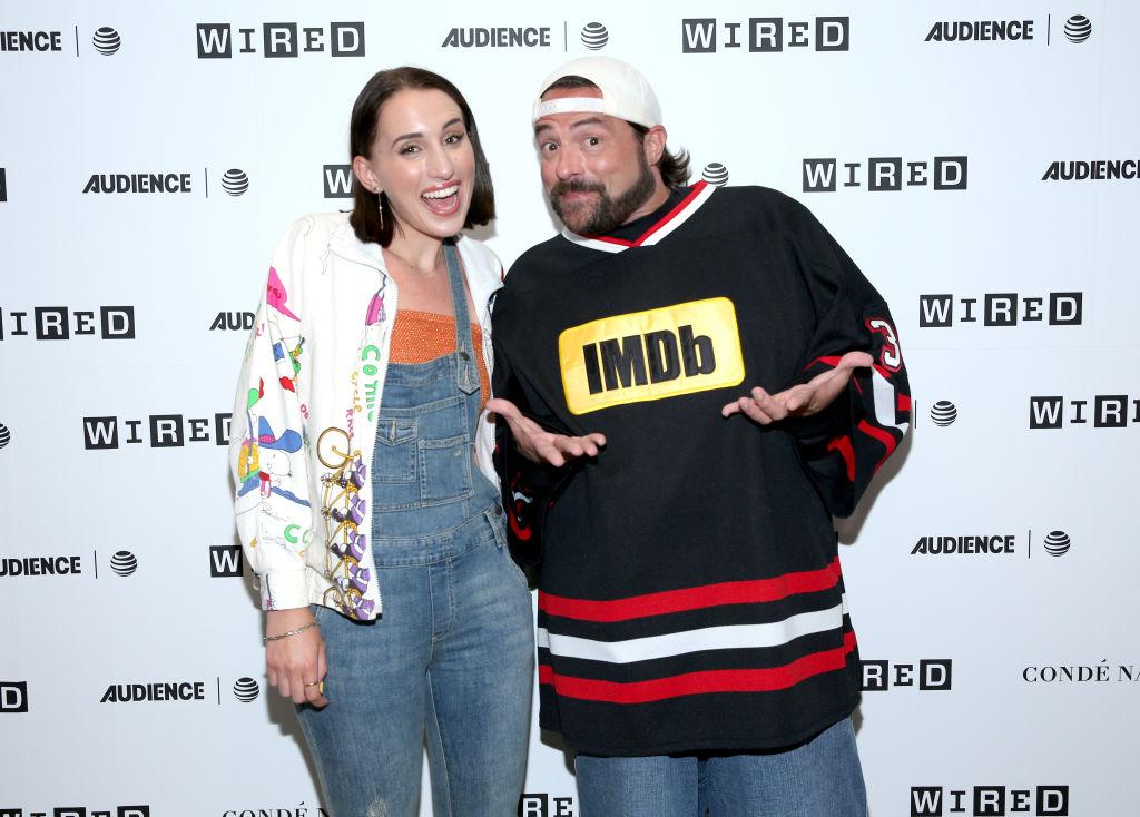 Actress Harley Quinn Smith (L) and actor Kevin Smith at 2017 WIRED Cafe at Comic-Con, presented by AT&T Audience Network in San Diego, California on July 21, 2017. (Phillip Faraone/Getty Images for WIRED)
