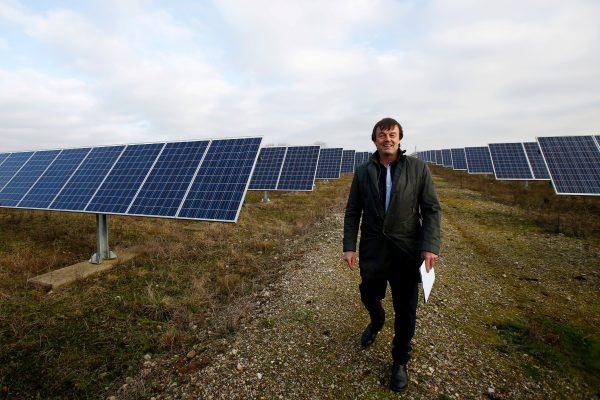 French Environment Minister Nicolas Hulot visits a photovoltaic power plant in Allonnes near Le Mans, France, on Jan. 8, 2018. (Stephane Mahe/Reuters/File Photo)