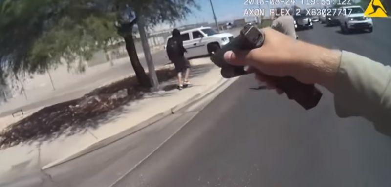Las Vegas Police released video footage of an officer-involved shooting of a stabbing suspect armed with a knife who was trying to flee officers. (Las Vegas Police)