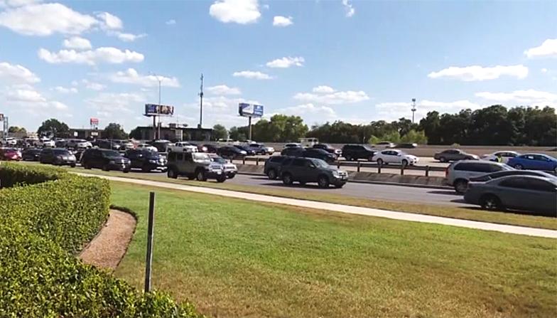Traffic was backed up for several hours while police cleared the wreckage off the Loop 410 onramp. (Fox screenshot)
