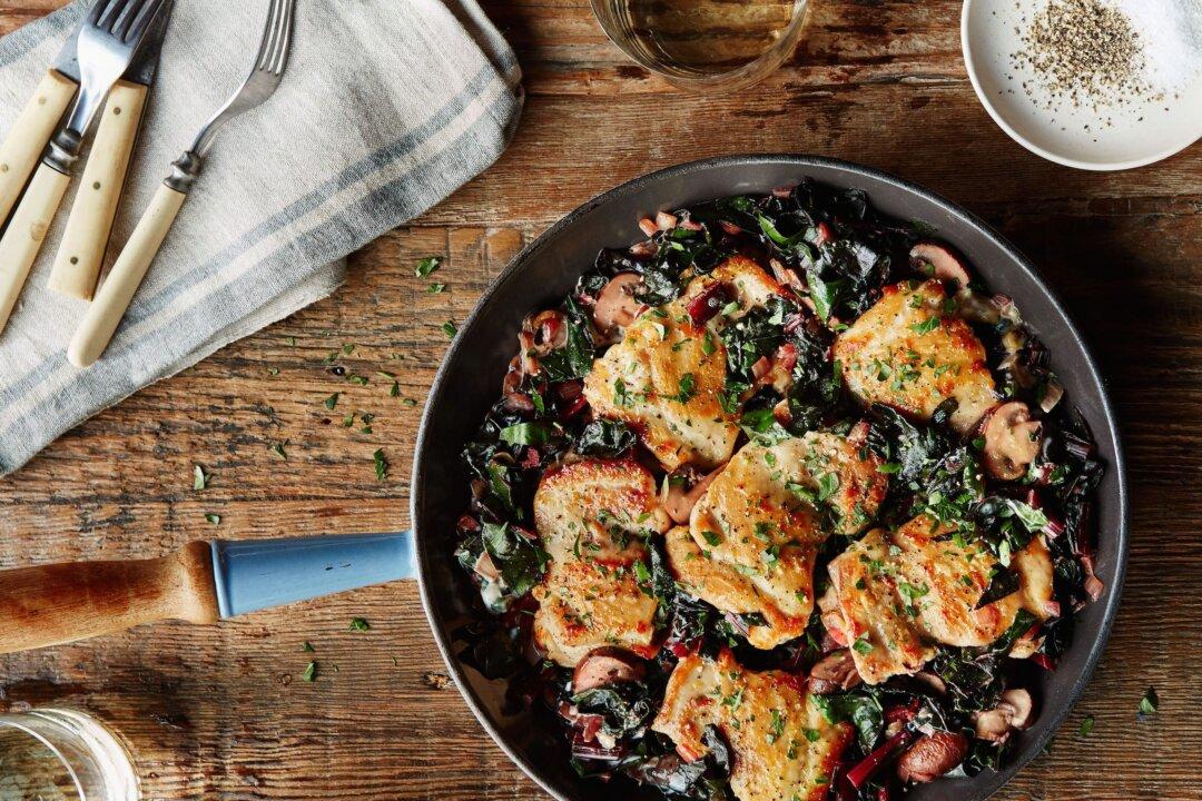 Chicken and Swiss Chard in Cider-Cream Sauce