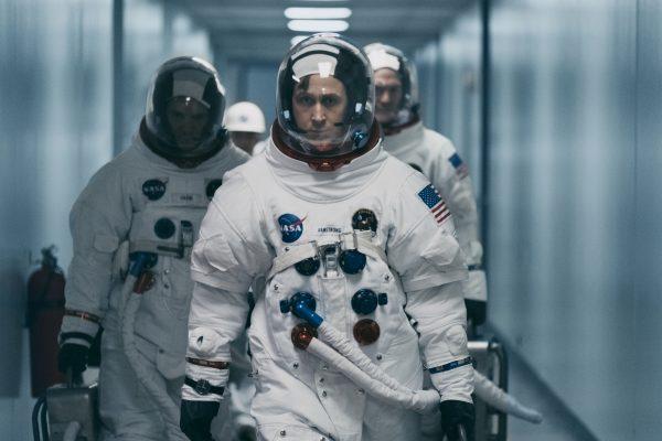 This image released by Universal Pictures shows Ryan Gosling in a scene from "First Man." (Daniel McFadden/Universal Pictures via AP)