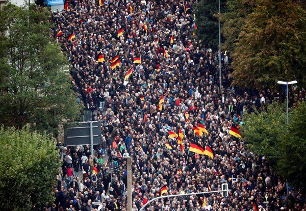 The AfD-led demonstration against liberal migration policies in Chemnitz, Germany, Sept. 1, 2018. (Hannibal Hanschke/Reuters)