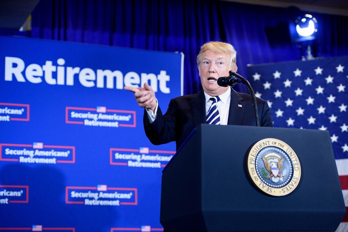 President Donald Trump speaks during a bill signing event at Harris Conference Center in Charlotte, N.C., on Aug. 31, 2018. (BRENDAN SMIALOWSKI/AFP/Getty Images)