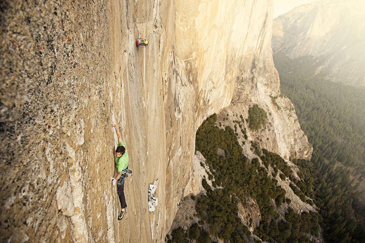 Kevin Jorgeson (L) and Tommy Caldwell climbing El Capitan, in “The Dawn Wall.” (Cory Rich/Red Bull Media House)