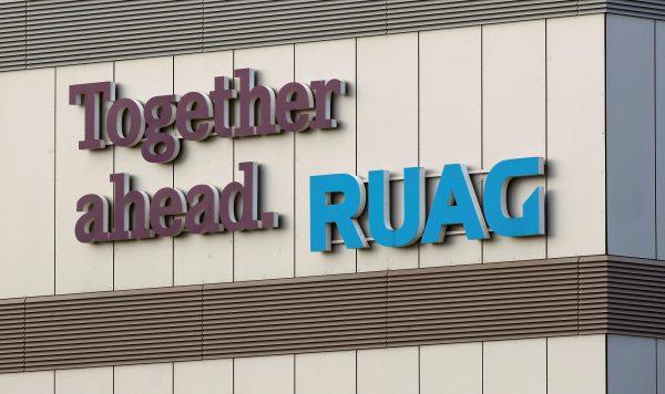 A logo of Swiss defense-equipment maker RUAG is seen at a facility in Zurich, on March 23, 2018. (Reuters/Arnd Wiegmann/File Photo)