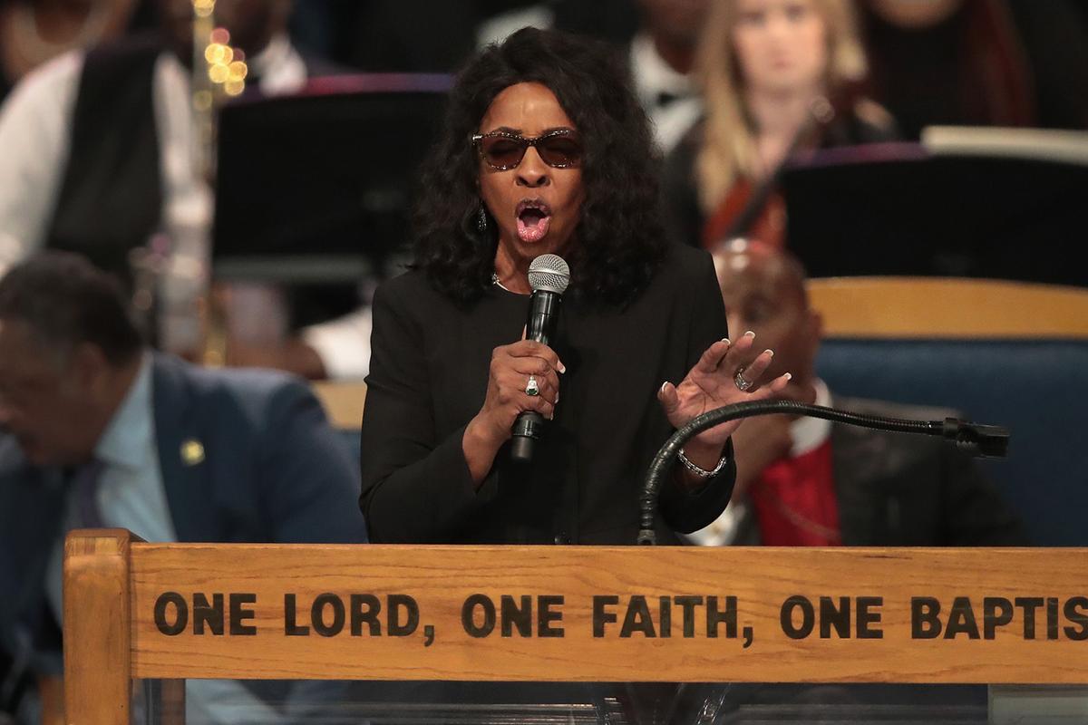 Gladys Knight performs at the funeral for Aretha Franklin at the Greater Grace Temple in Detroit, Michigan on August 31, 2018. (Scott Olson/Getty Images)