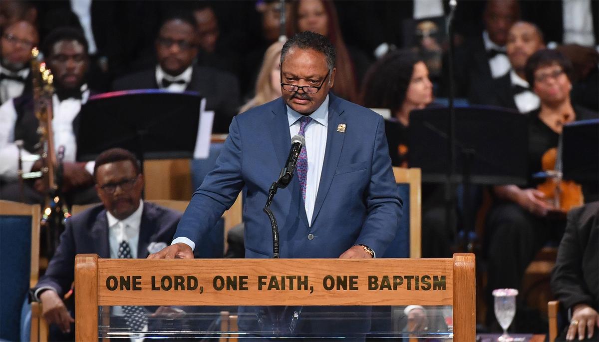 Jesse Jackson speaks at Aretha Franklin's funeral at Greater Grace Temple in Detroit, Michigan on August 31, 2018. (Angela Weiss/AFP/Getty Images)
